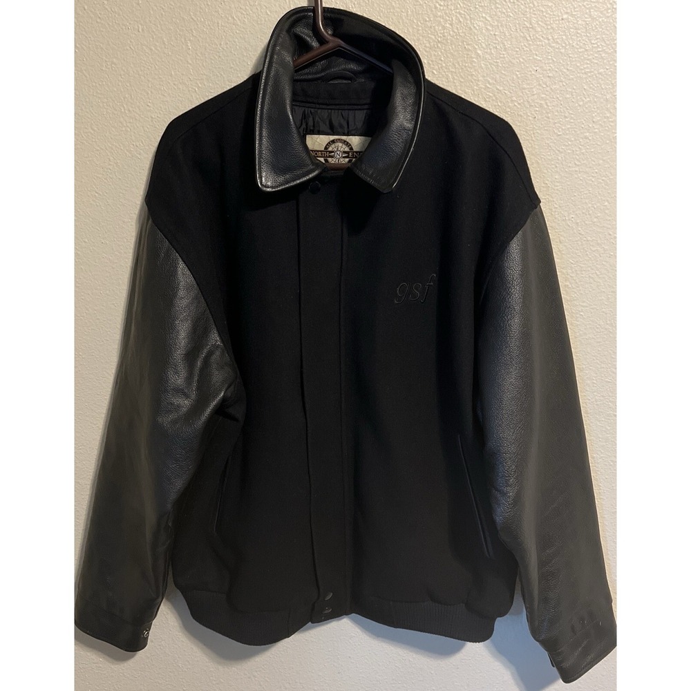 Vintage North Wool‎ Bomber Jacket Men's XL Leather Sleeve Varsity Coat J1573